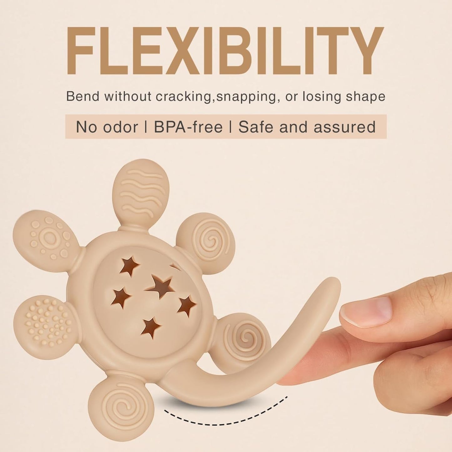 Silicone Flower Rattle Teether - Soft Cocoa