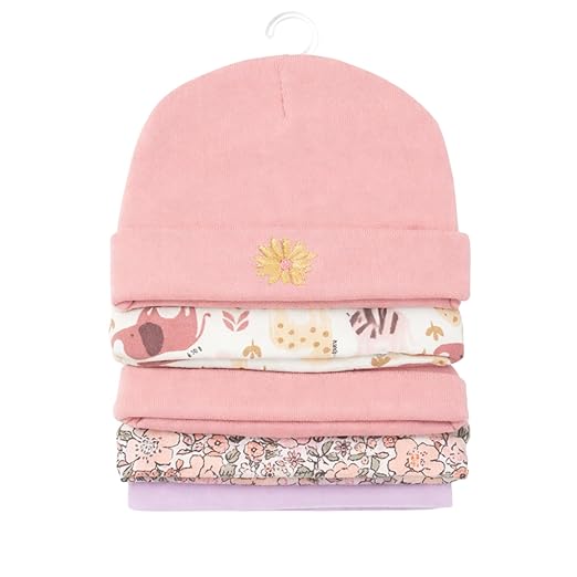 Unisex Baby Beanies Set of 5 - Petal Safari