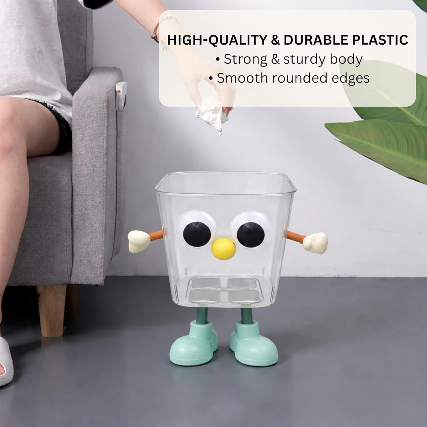 Multipurpose DIY Robot Trash Can - Orange Green