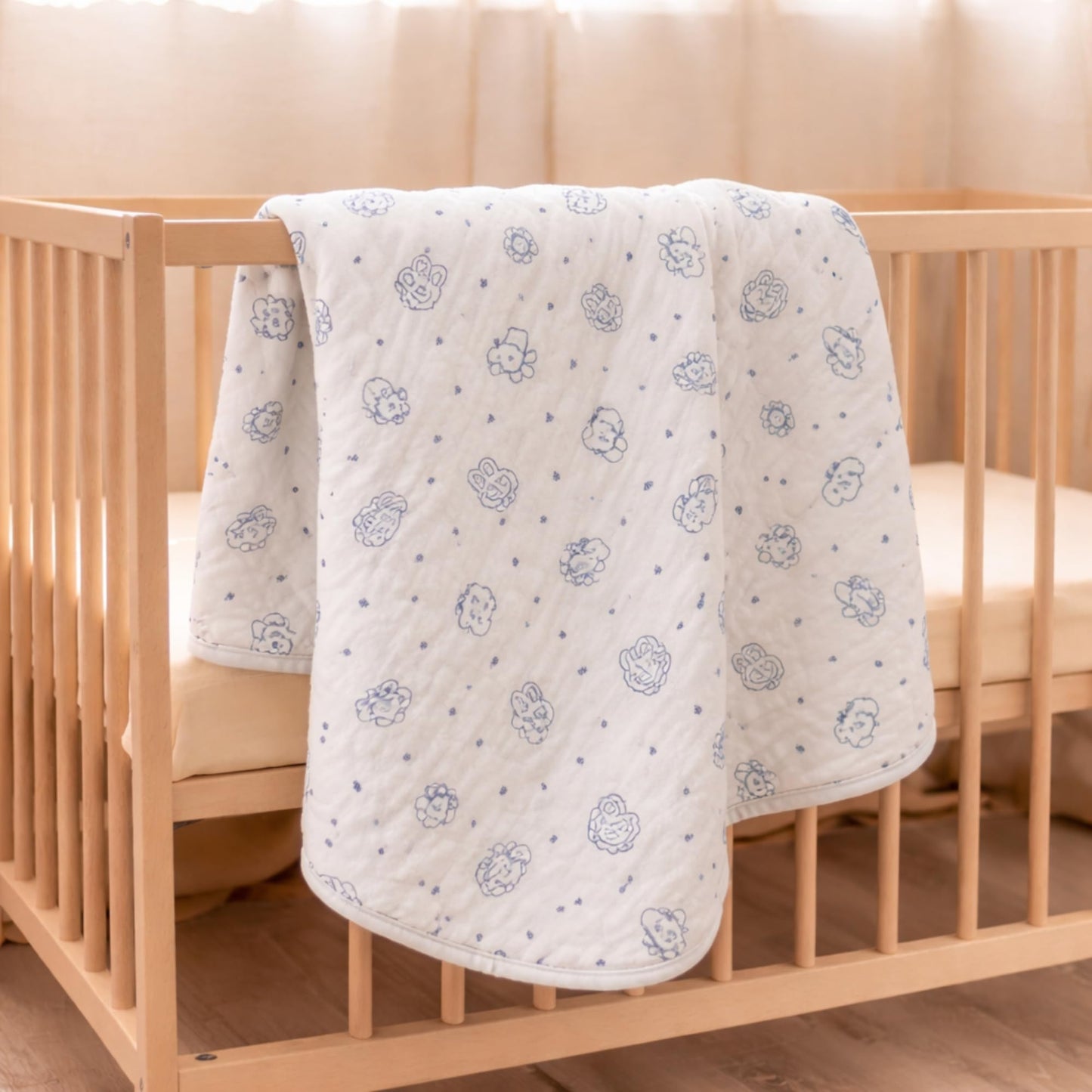 Organic Cotton Muslin Blanket - Bunny and Bear