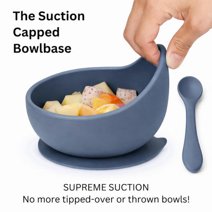 Silicone Suction Bowl & Spoon Set - Blueberry Blue