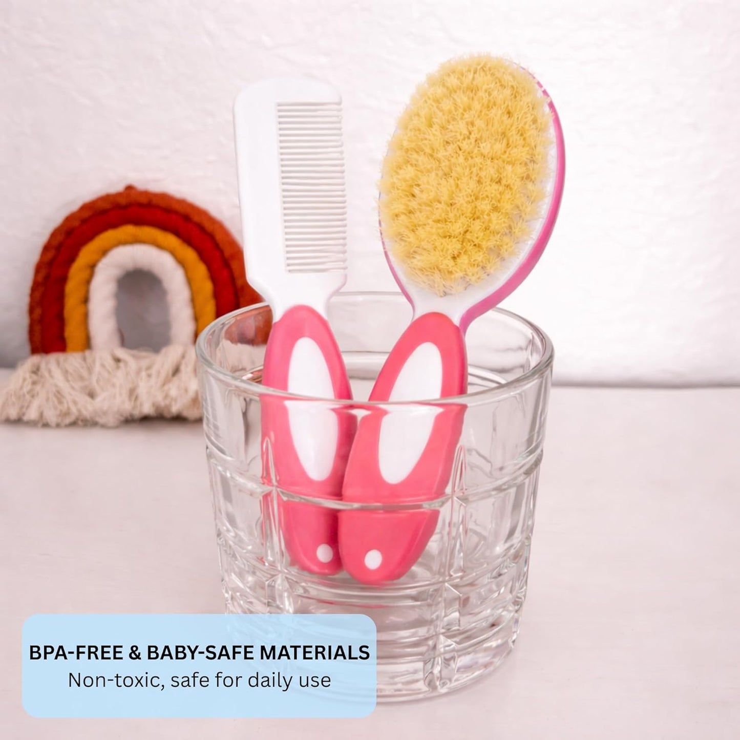 Baby Hair Brush & Comb Set - Pink