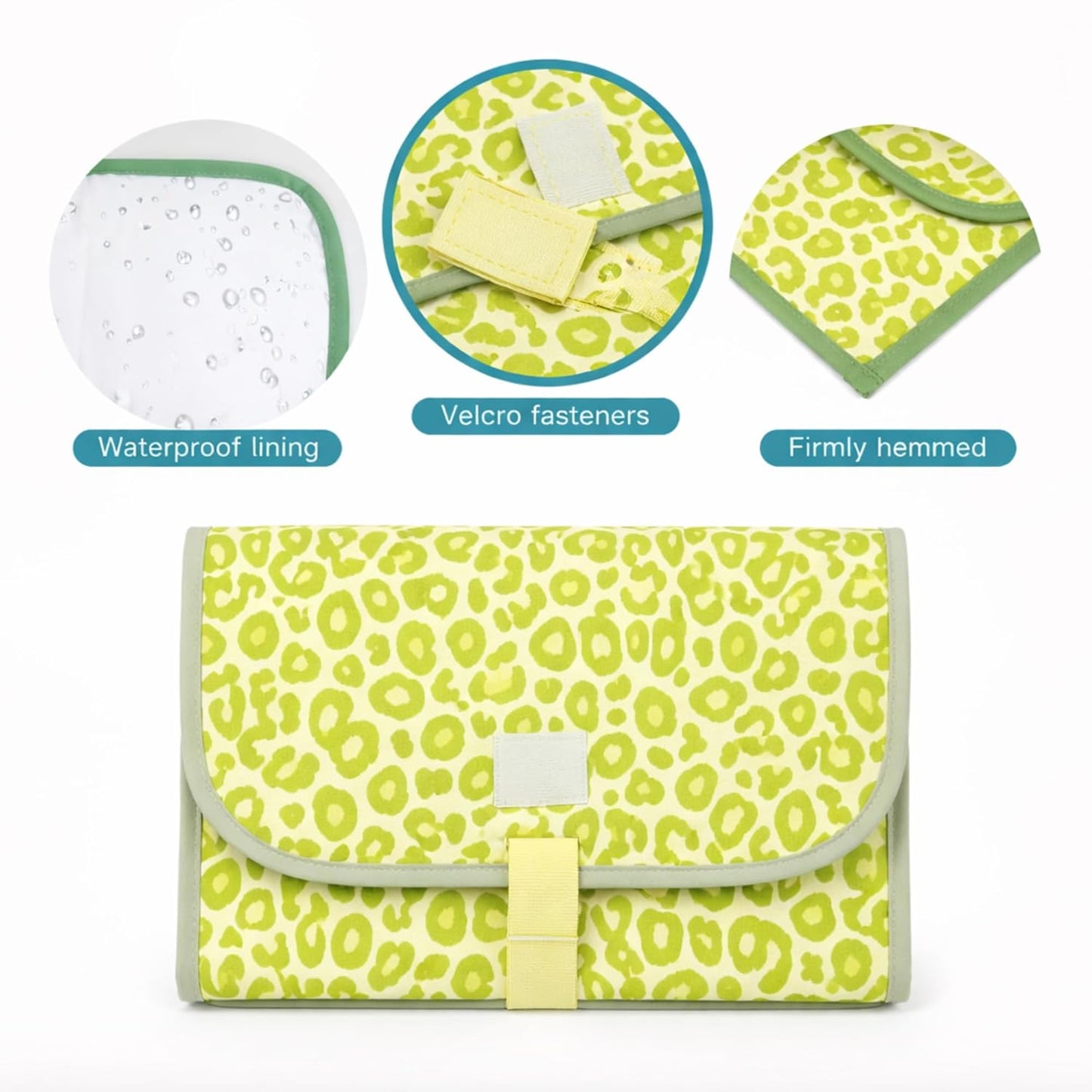 Portable Diaper Changing Mat - Green Cheetah