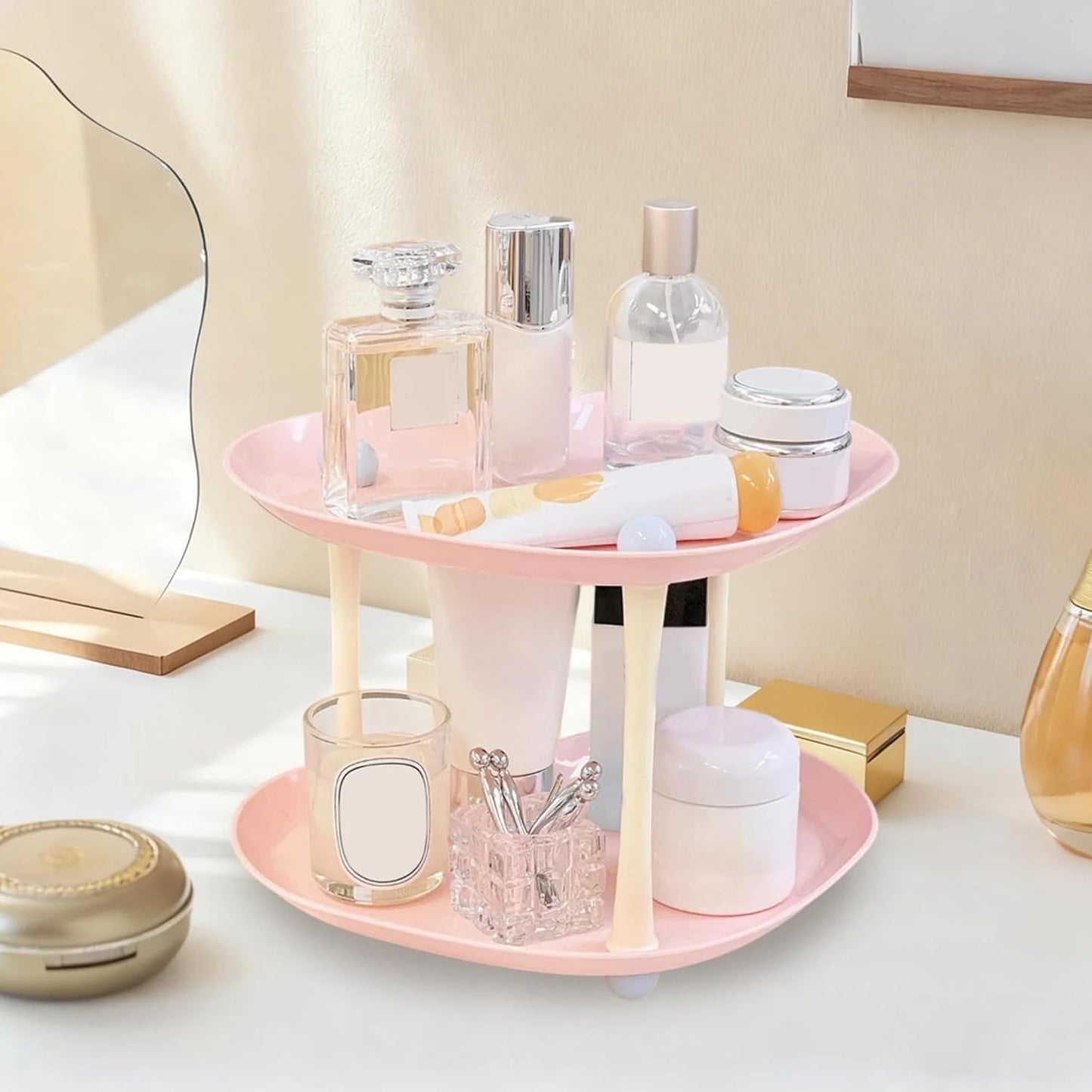 Multi-Purpose Heart-shaped 2 layer Baby Essentials Storage Stand - Blush Pink