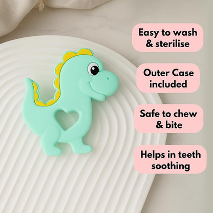 Silicone Cartoon Teether - Dinosaur (Pastel-Green)