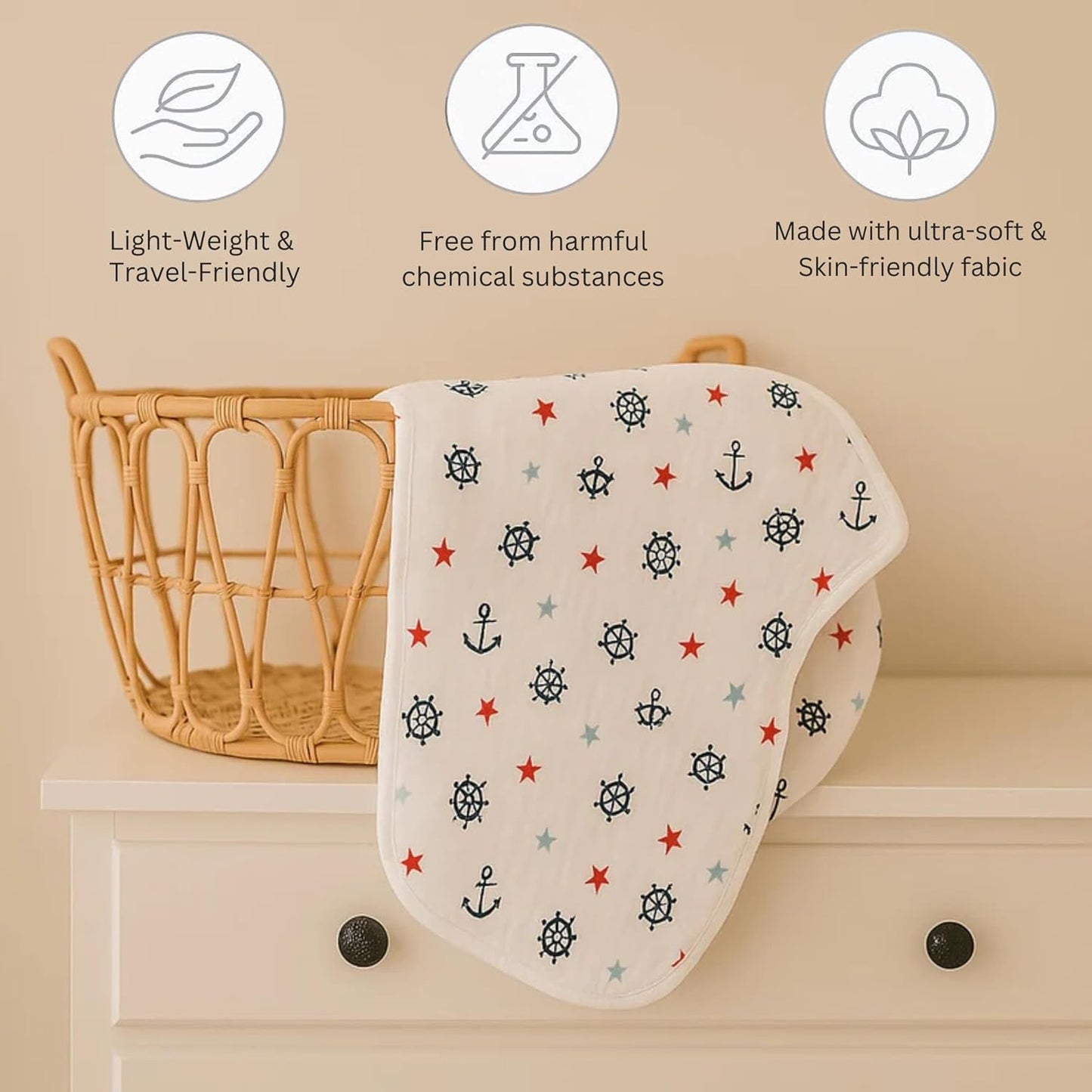 Organic Cotton Muslin Blanket - Sailor Star