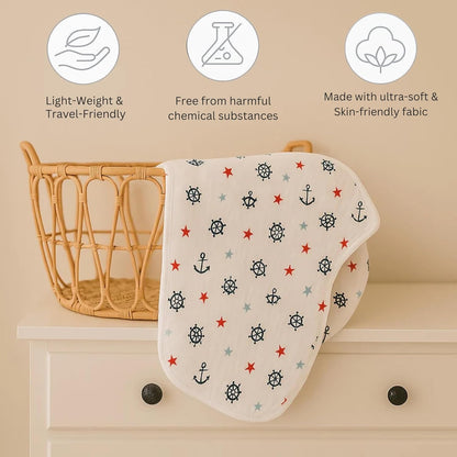 Organic Cotton Muslin Blanket - Sailor Star