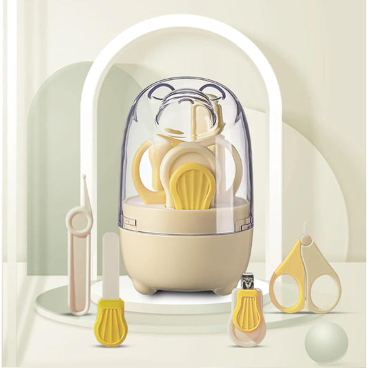 4-in-1 Bear Baby Grooming Kit with Scissors, Nail Filer, Tweezer & Clipper - Yellow