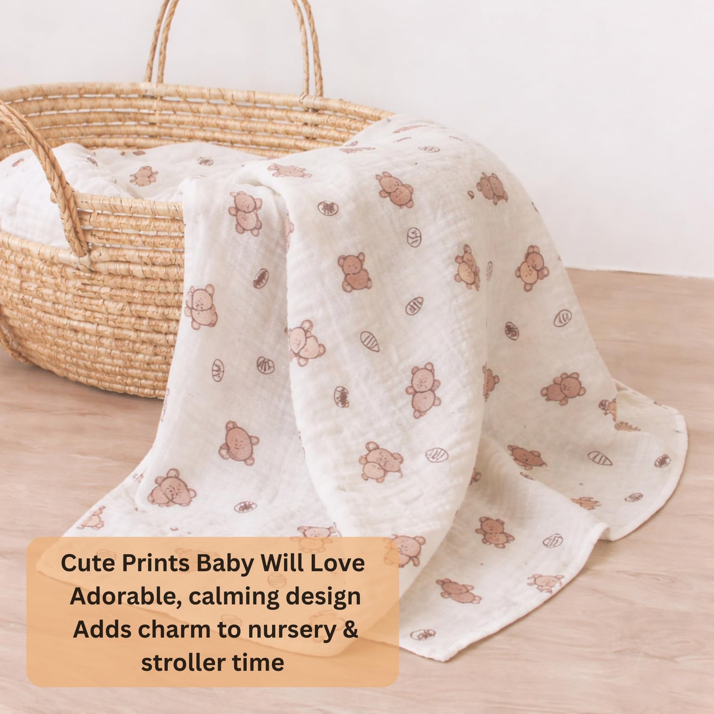 Organic Cotton Muslin Blanket - Bear Snuggle
