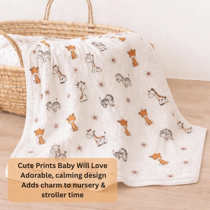 Organic Cotton Muslin Blanket - Jungle Buddies