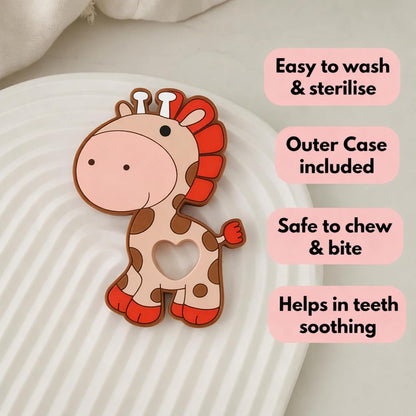 Silicone Cartoon Teether - Giraffe (Brown)
