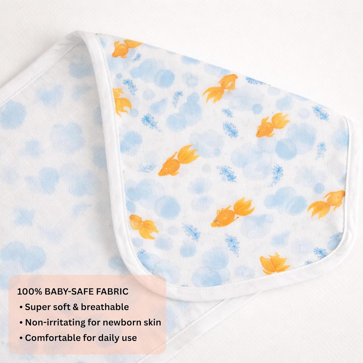 Organic Cotton Burp Cloth - Goldfish Bubbles