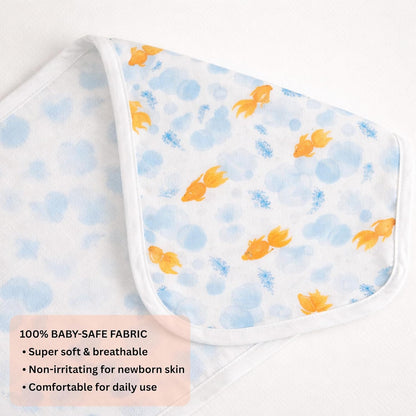 Organic Cotton Burp Cloth - Goldfish Bubbles