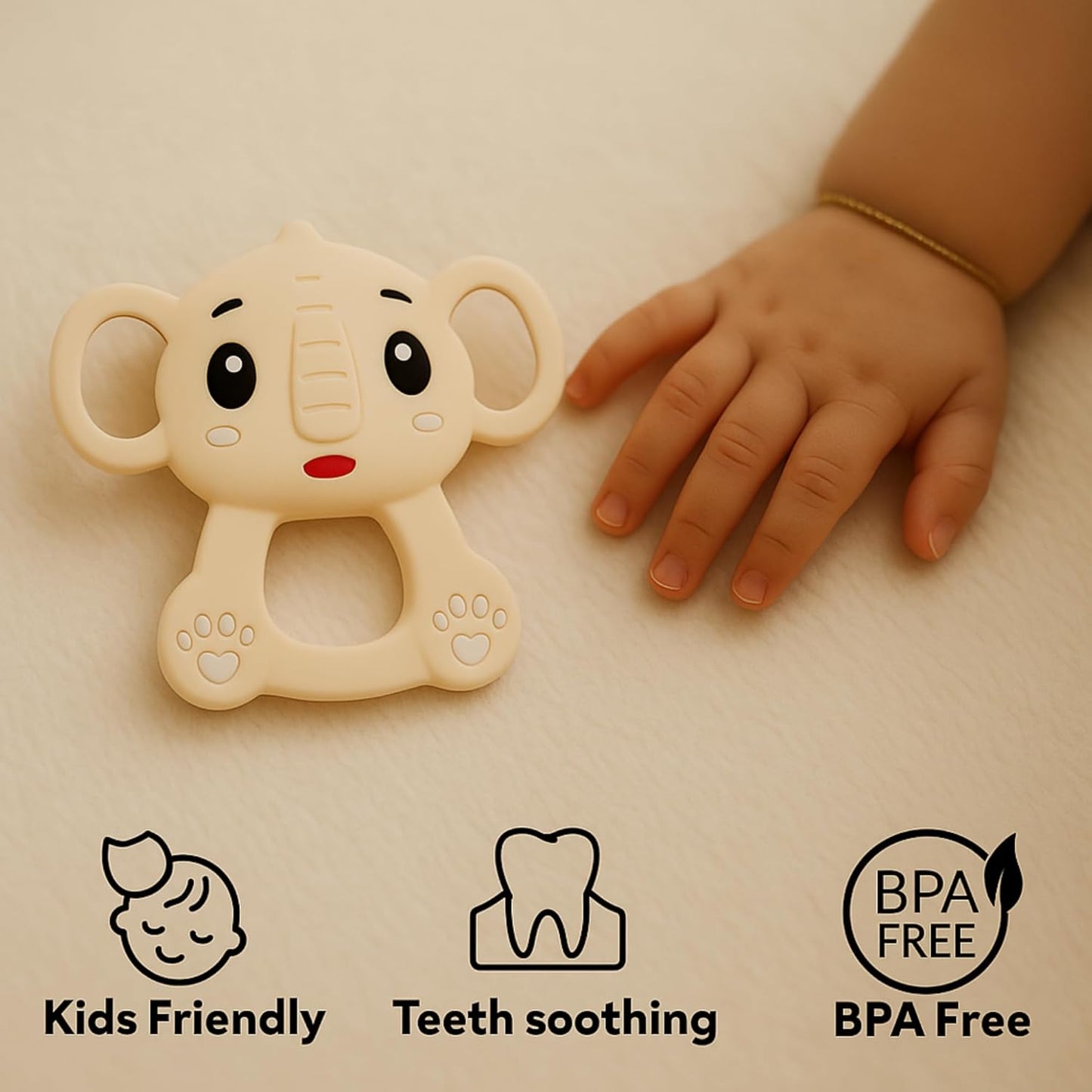 Silicone Cartoon Teether - Elephant  (Skin-Tone)
