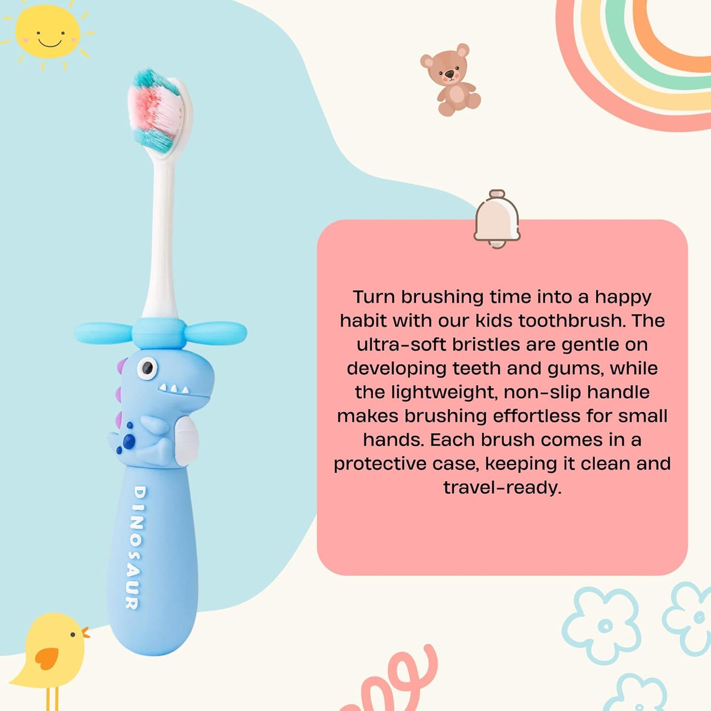 Kids Toothbrush - Blue Twisty Dino