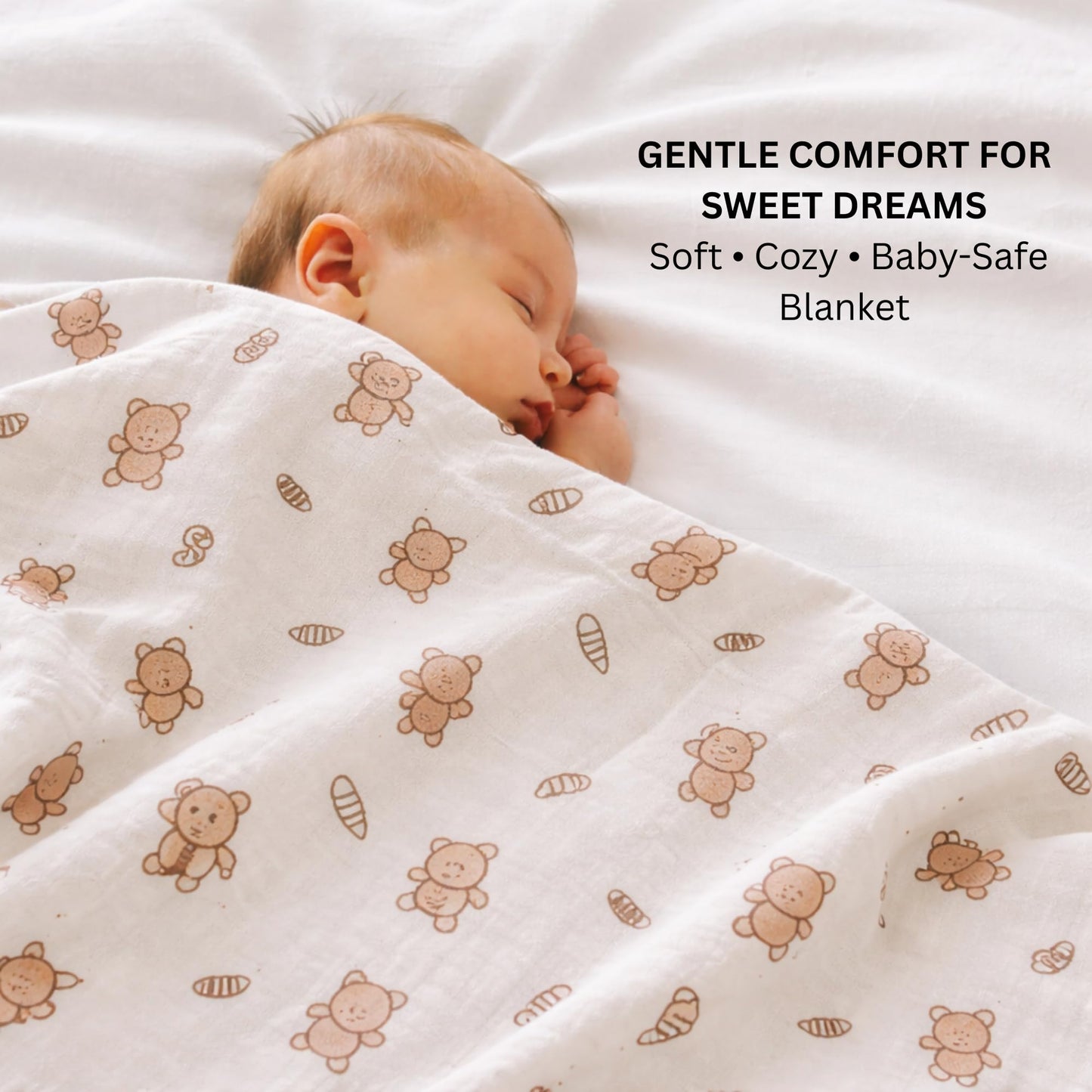 Organic Cotton Muslin Blanket - Bear Snuggle