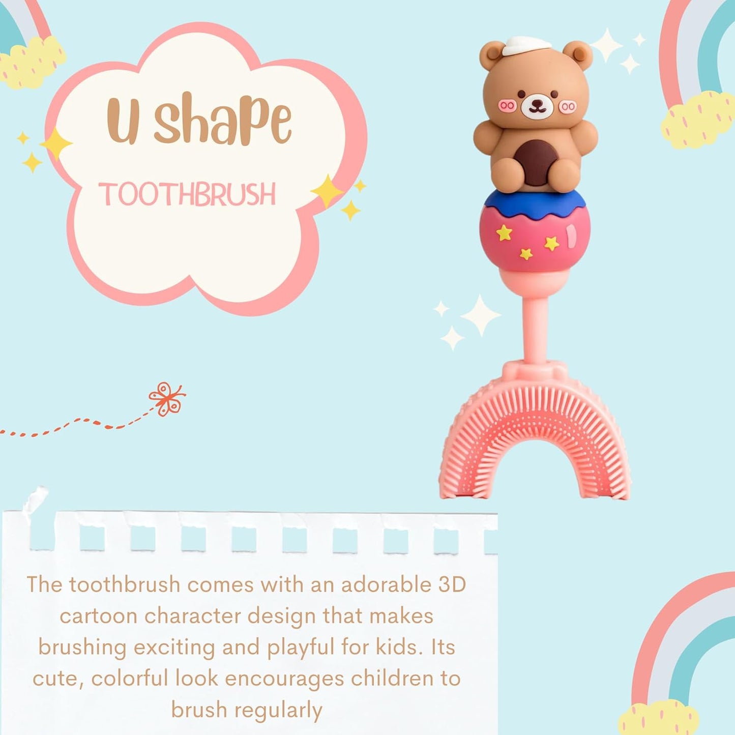 U-Shaped Toothbrush - Brown Teddy
