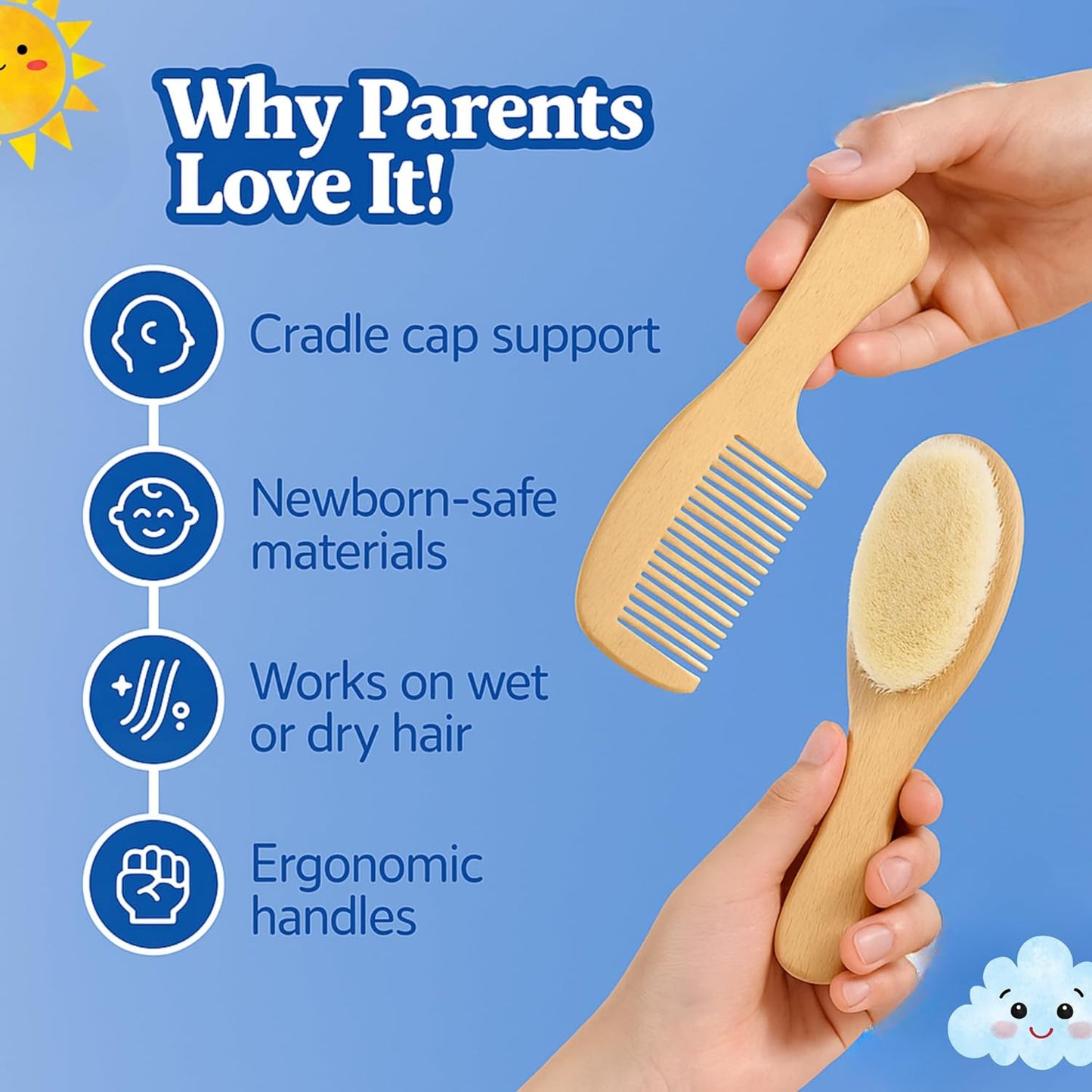 Wooden Brush & Comb Set