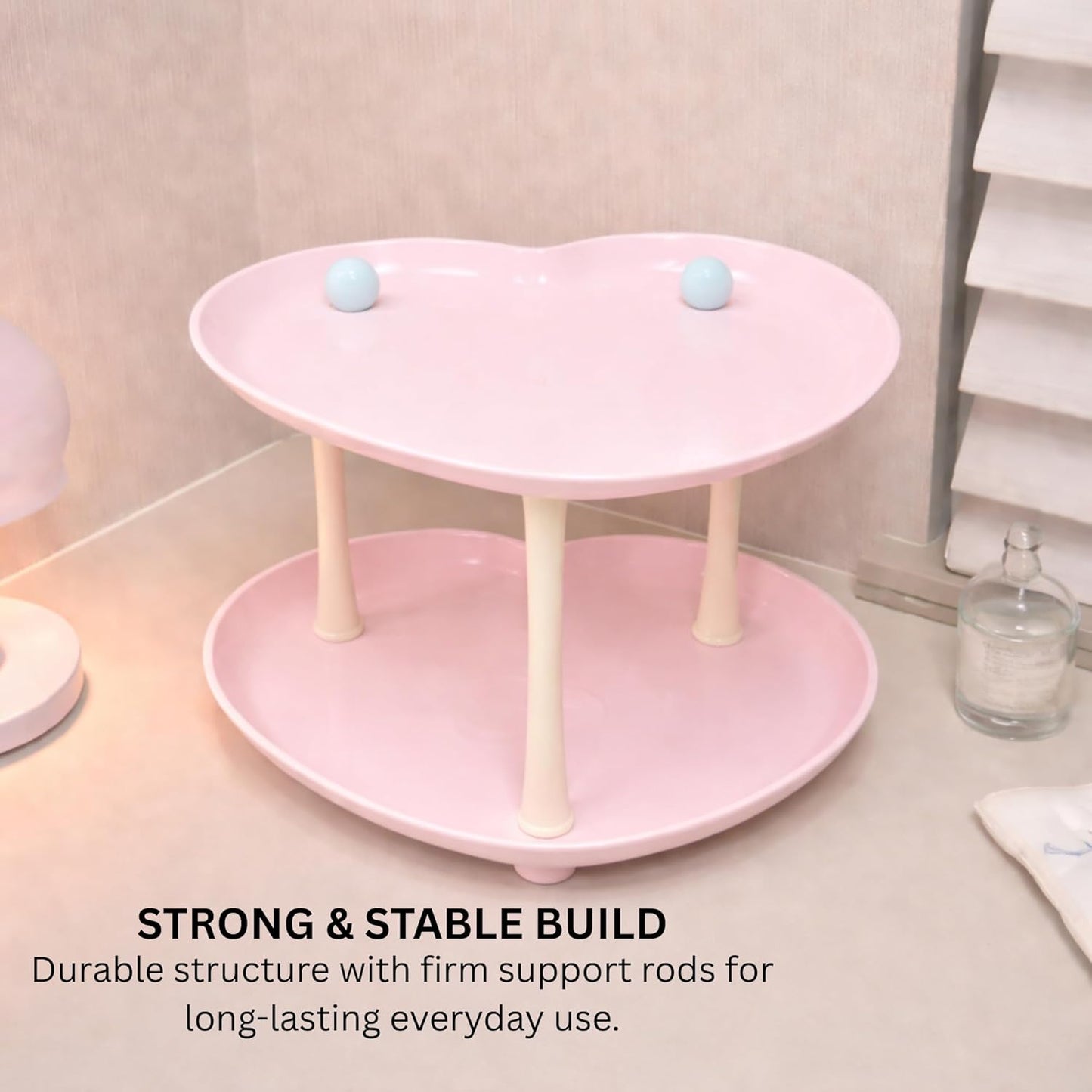 Multi-Purpose Heart-shaped 2 layer Baby Essentials Storage Stand - Blush Pink