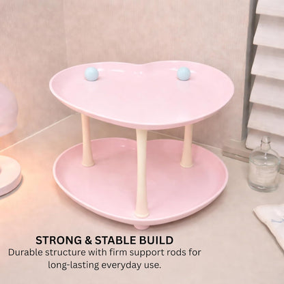 Multi-Purpose Heart-shaped 2 layer Baby Essentials Storage Stand - Blush Pink