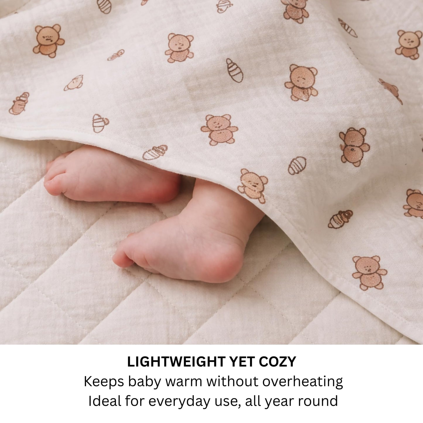 Organic Cotton Muslin Blanket - Bear Snuggle