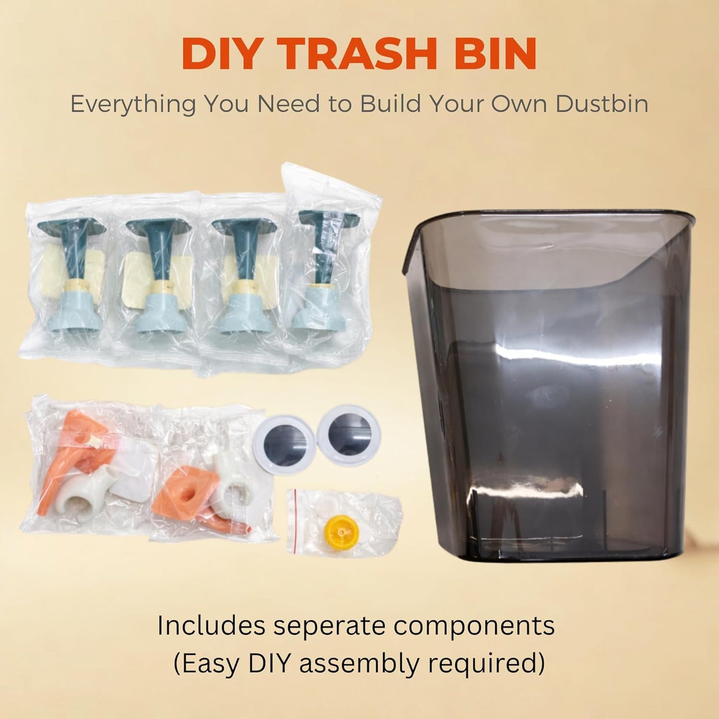 Multipurpose DIY Robot Trash Can - Orange Green