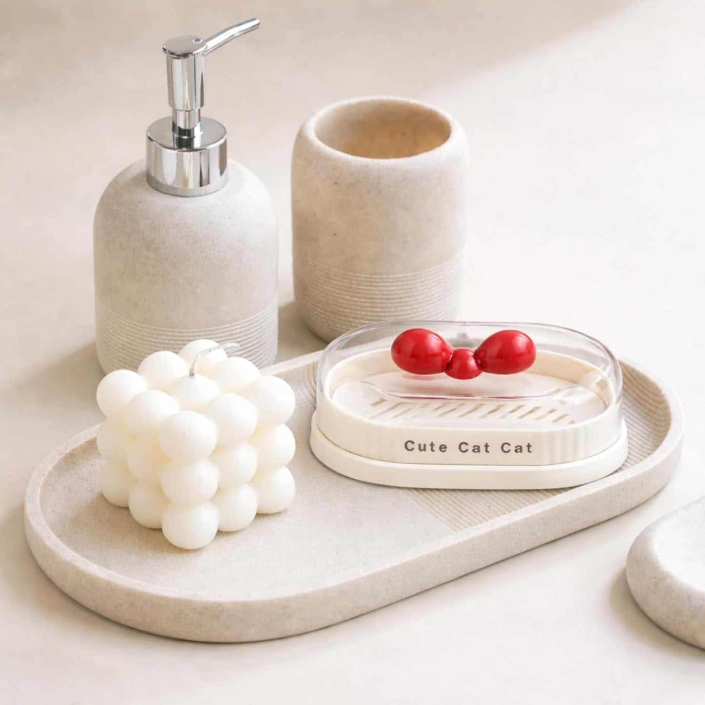 Soap Holder - Cute Cat - White
