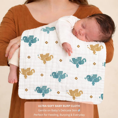Organic Cotton Burp Cloth - Elephant Caravan