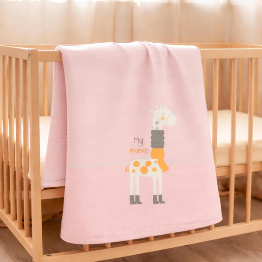 Cotton Baby Blanket - Bubblegum Giraffe