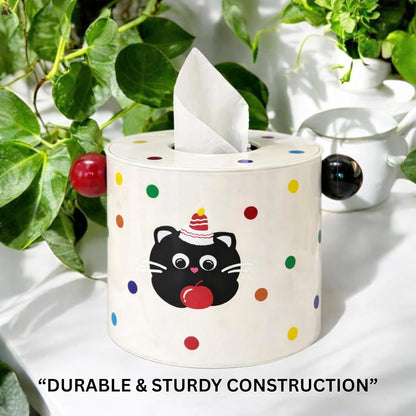 Decorative DIY Baby Wipes & Tissue Storage Box - Polka Kitty White