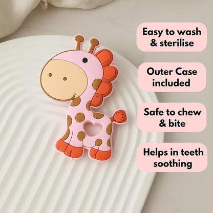 Silicone Cartoon Teether- Giraffe (Pink)