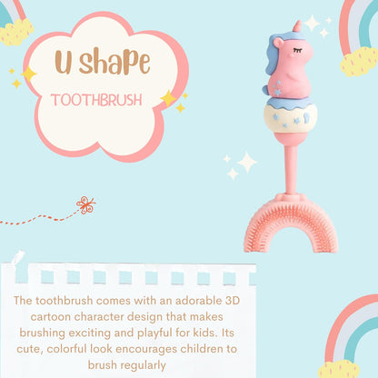 U-Shaped Toothbrush - Twinkle Unicorn With Pink Handle