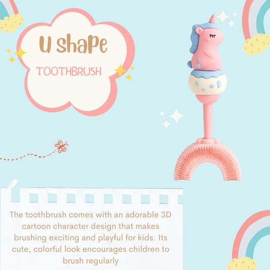 U-Shaped Toothbrush - Twinkle Unicorn With Pink Handle