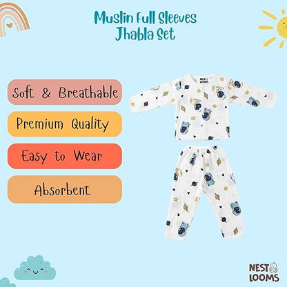 Muslin Full Sleeves Jhabla Set - Galaxy Woofs