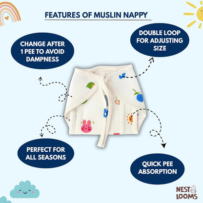 Muslin Nappy - Bee