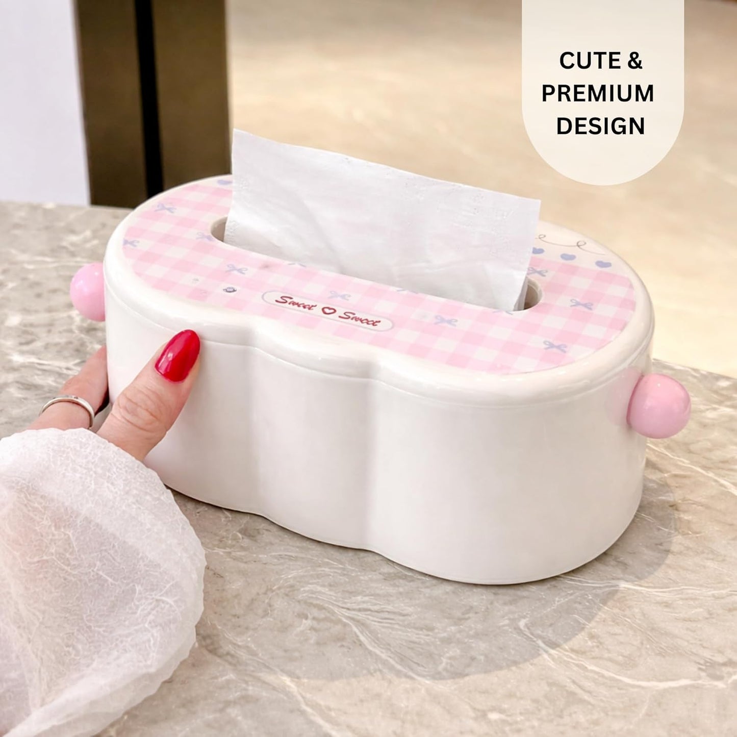 Decorative Baby Wipes & Tissue Storage Box - Sweetheart Checks