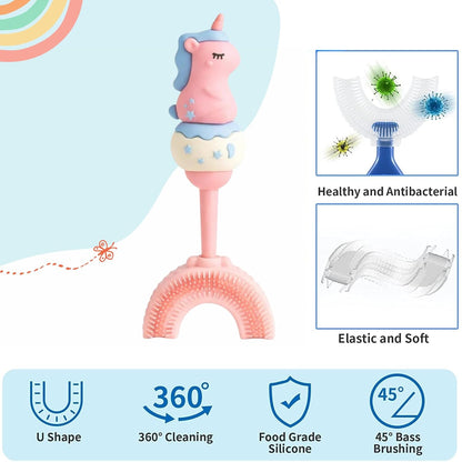 U-Shaped Toothbrush - Twinkle Unicorn With Pink Handle