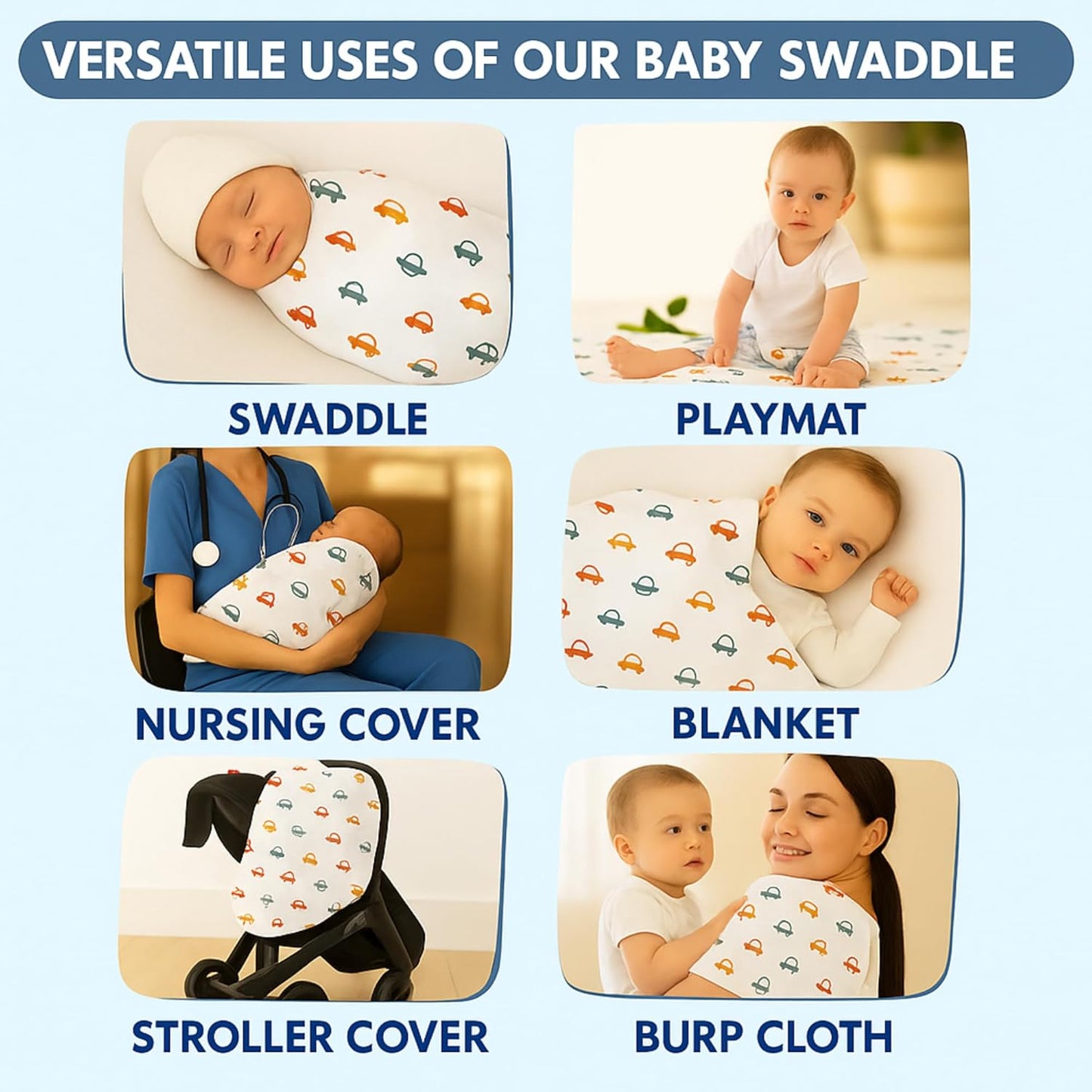 Baby Muslin Swaddle - Tiny Wheels