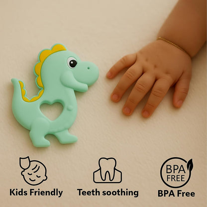 Silicone Cartoon Teether - Dinosaur (Pastel-Green)