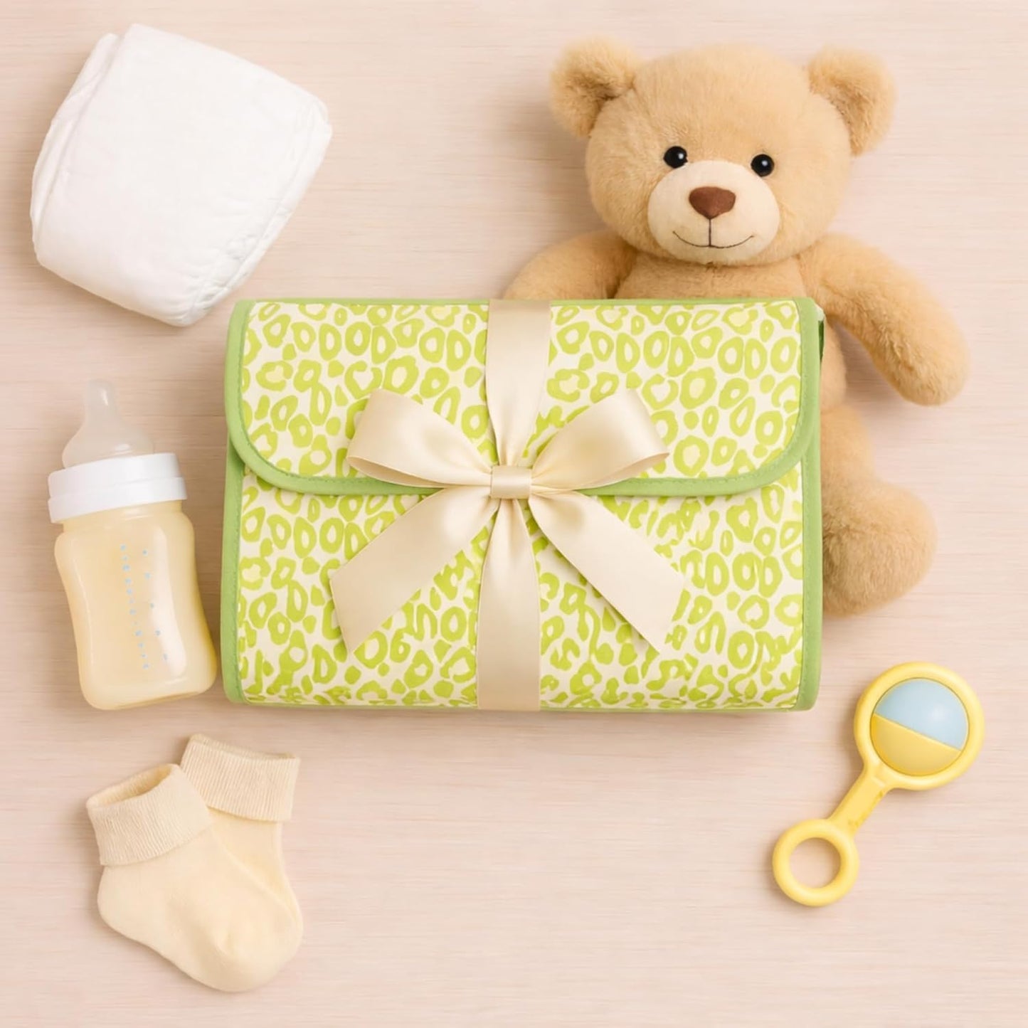 Portable Diaper Changing Mat - Green Cheetah