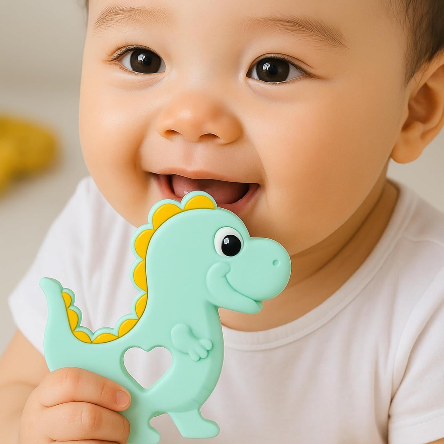 Silicone Cartoon Teether - Dinosaur (Pastel-Green)