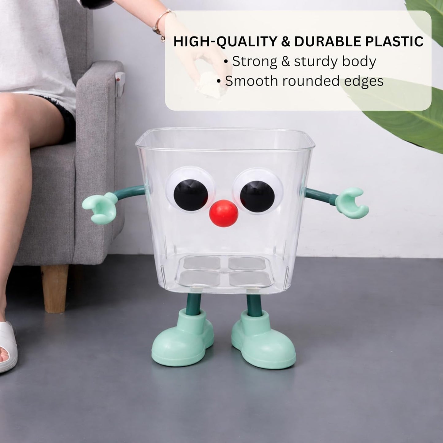 Multipurpose DIY Robot Trash Can - Green Turquoise