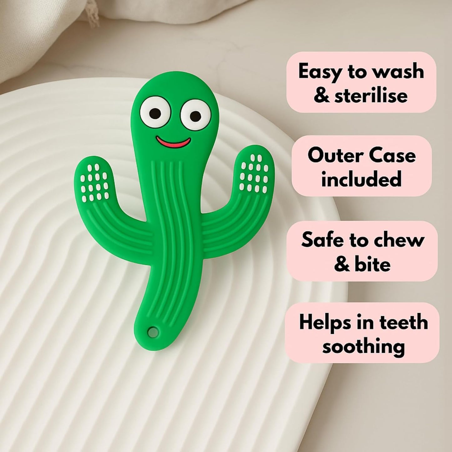Silicone Cartoon Teether - Cactus (Green)