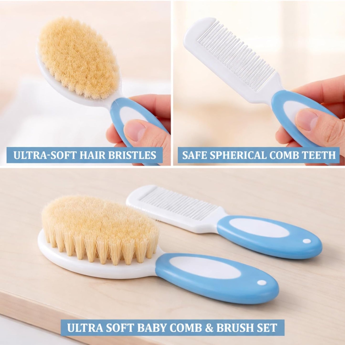 Baby Hair Brush & Comb Set - Blue