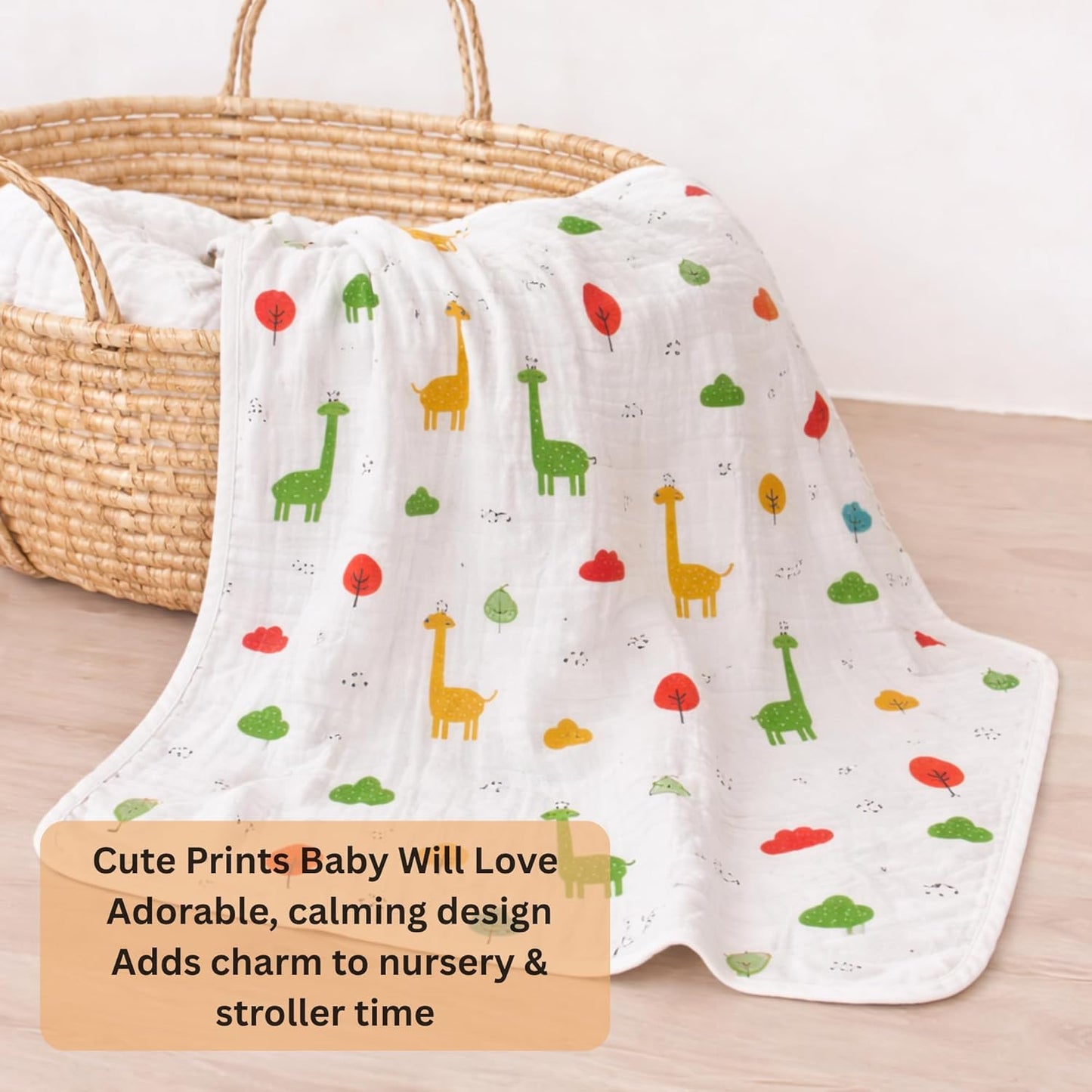 Organic Cotton Muslin Blanket - Giraffe Safari