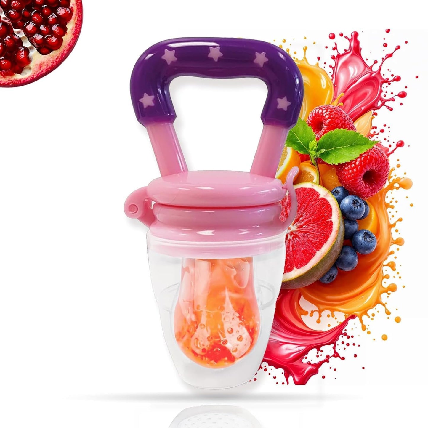 Silicone Fruit Nibbler - Pink Star Handle