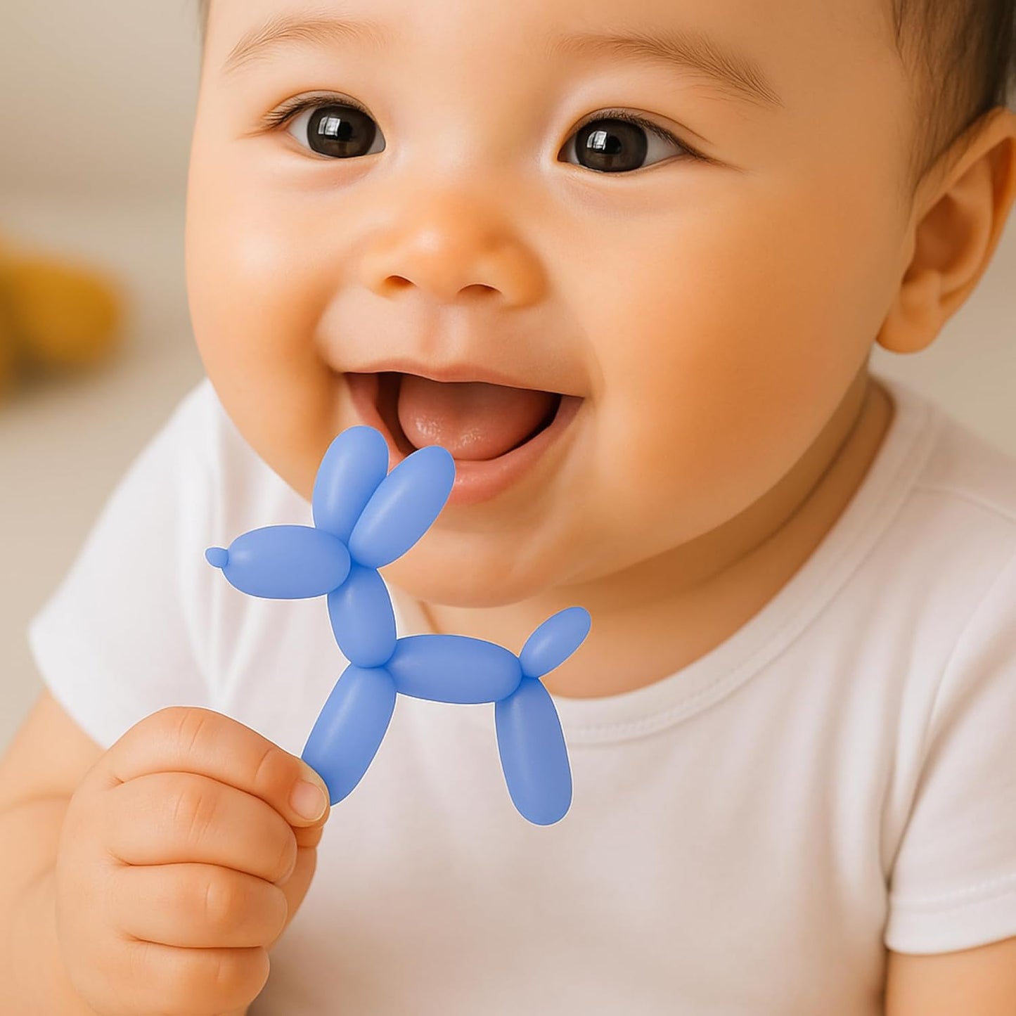 Premium Balloon Dog Shaped Silicone Teether (Blue)