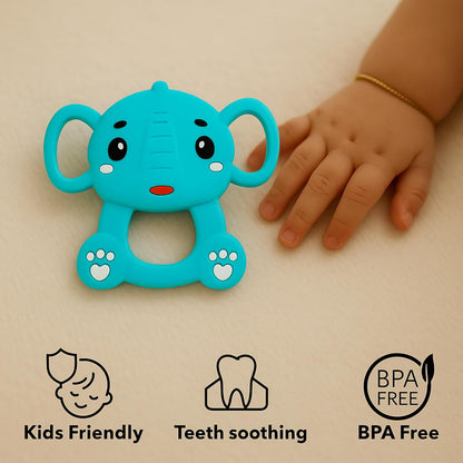 Silicone Cartoon Teether - Elephant (Turquoise)