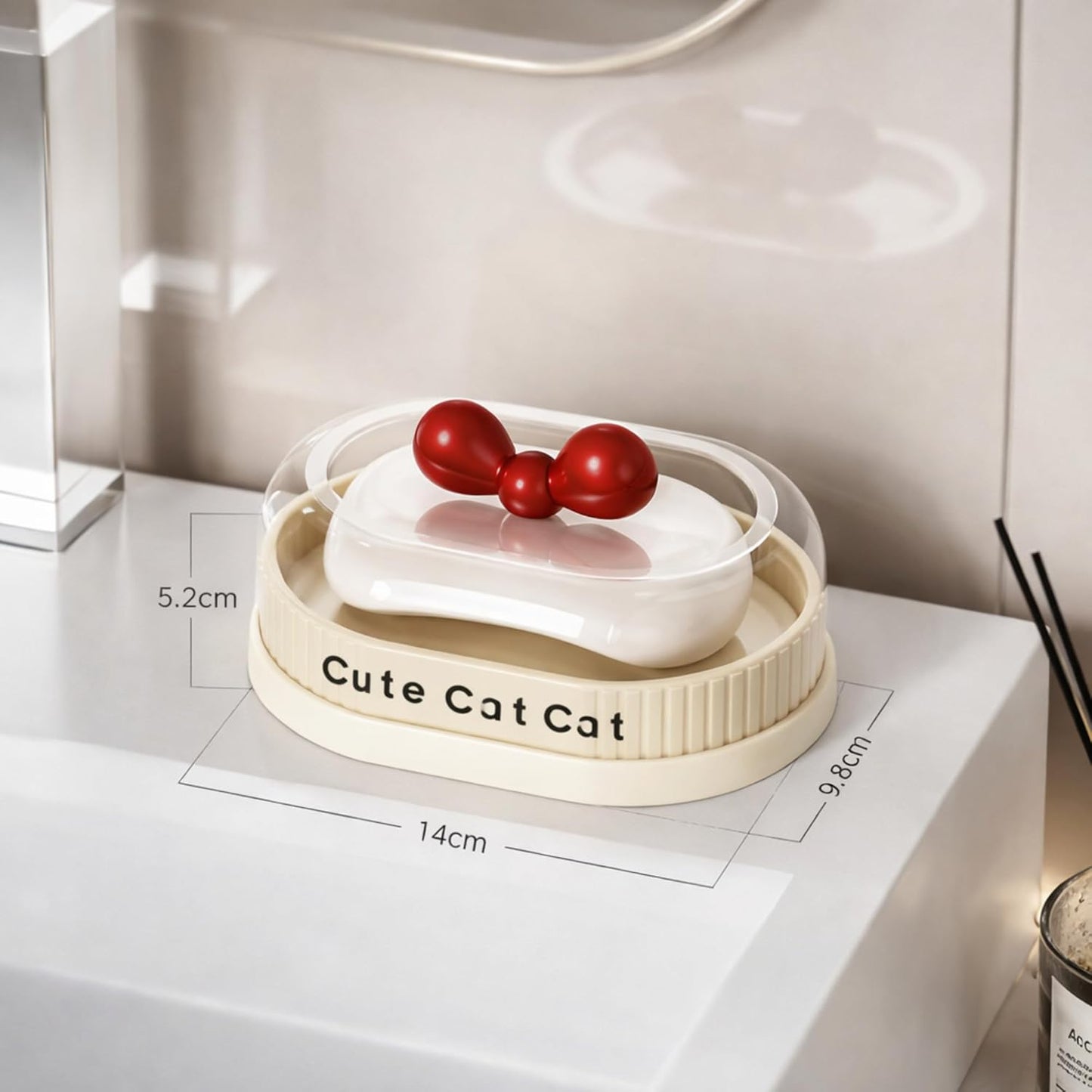 Soap Holder - Cute Cat - White