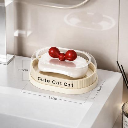Soap Holder - Cute Cat - White
